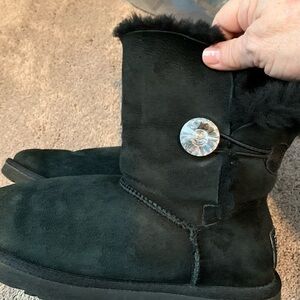 UGG Black Suede Boots with Logo